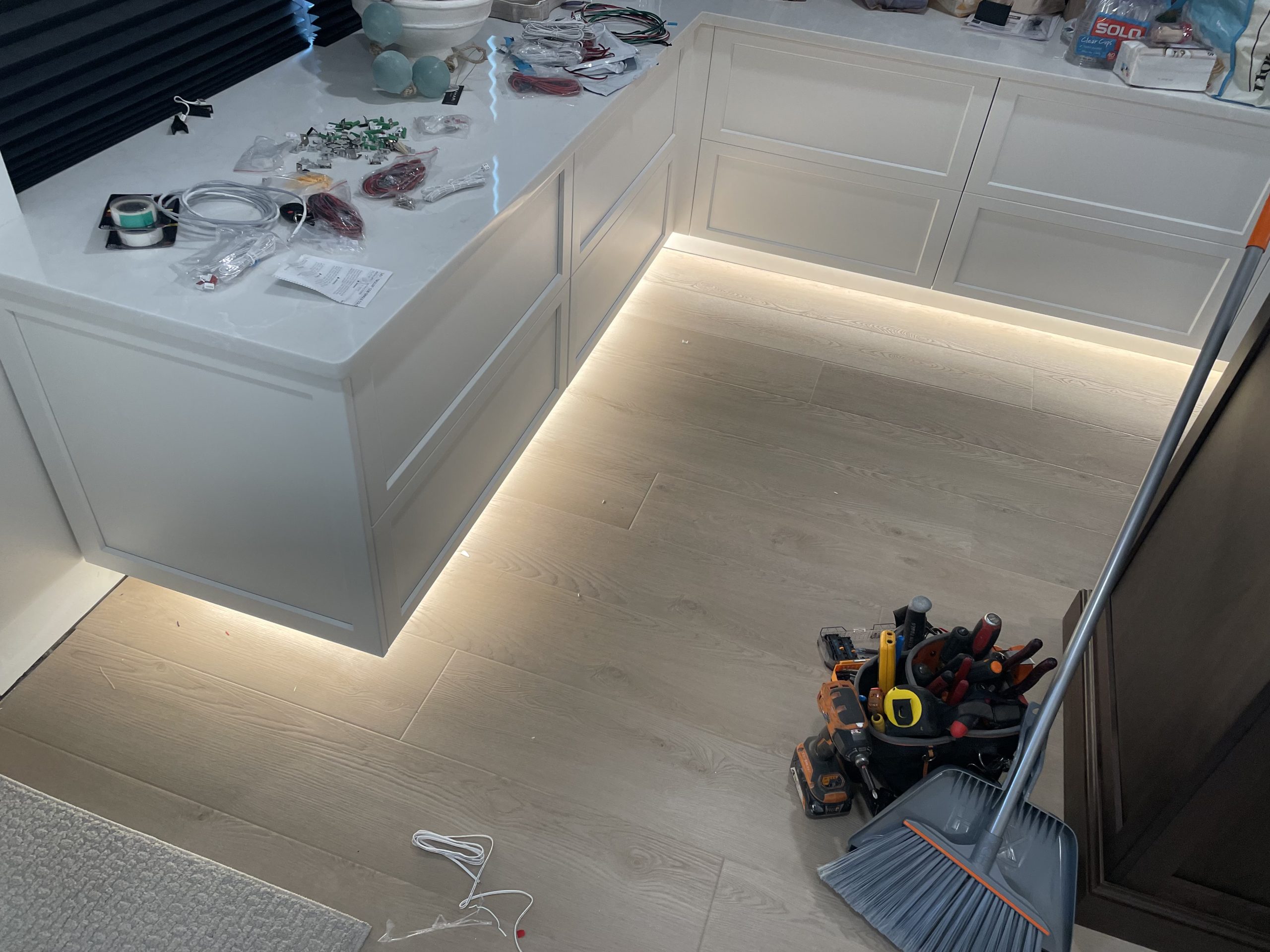 Recessed kitchen lighting installation with under-cabinet LED — Dim & Dimmer Electric, Tampa Bay