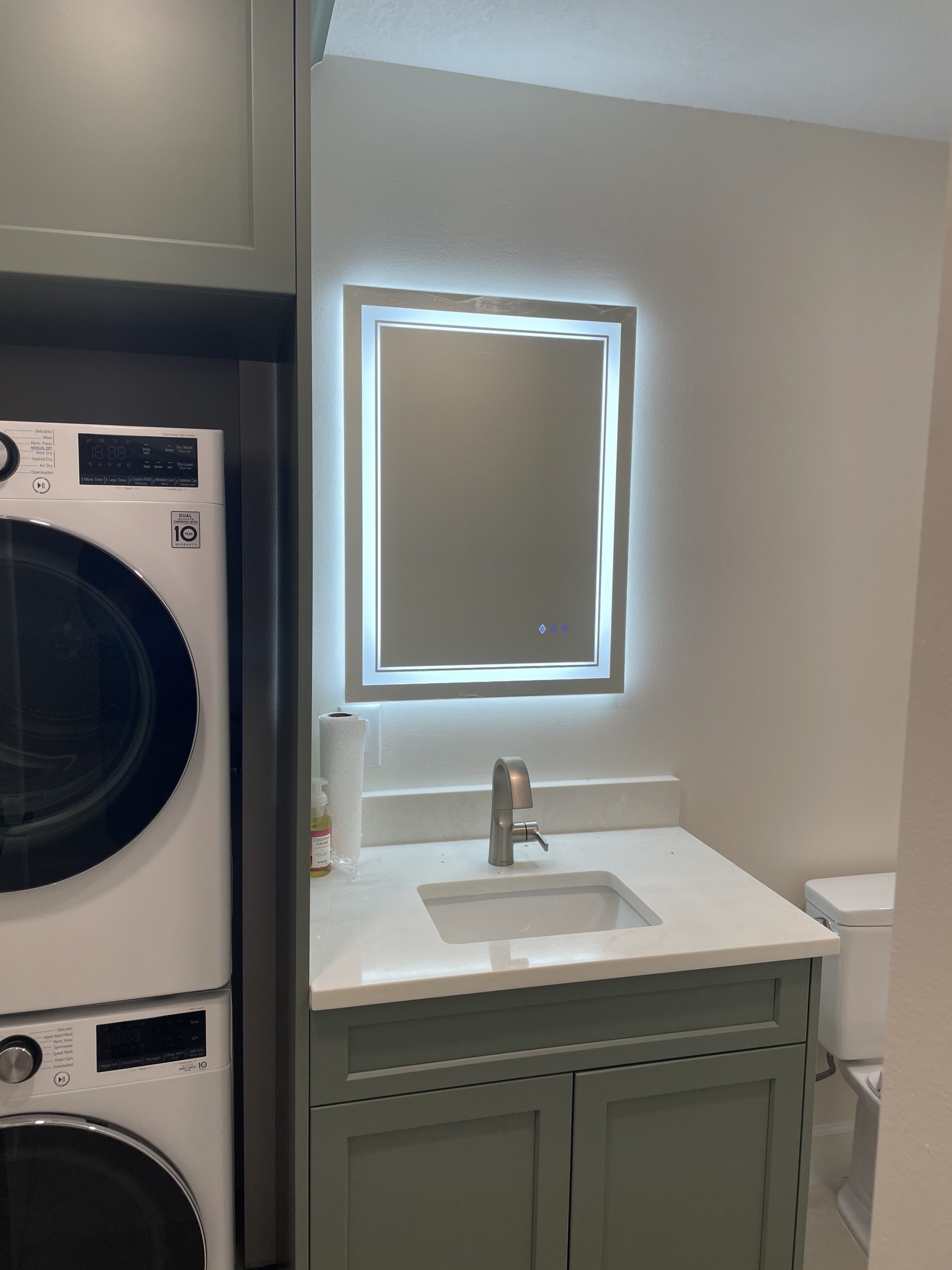 Recessed lighting and LED mirror installation in modern bathroom — Dim & Dimmer Electric, Tampa Bay