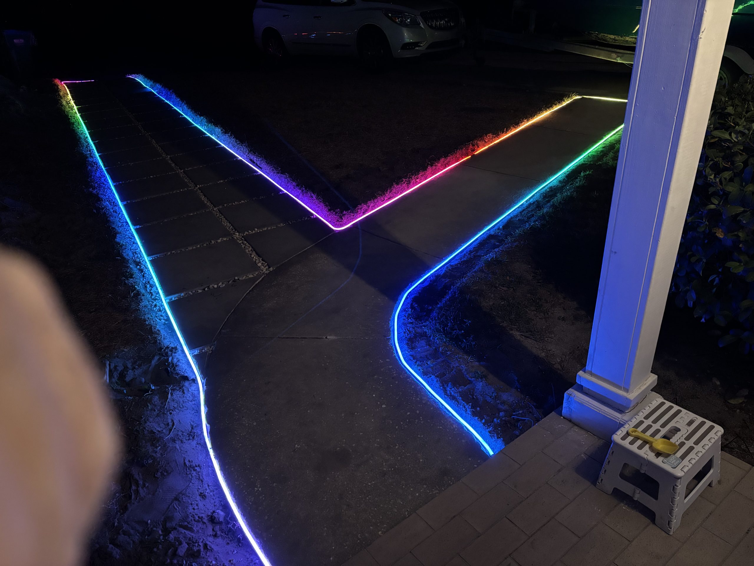 RGB landscape LED pathway lighting installation — Dim & Dimmer Electric, Tampa Bay