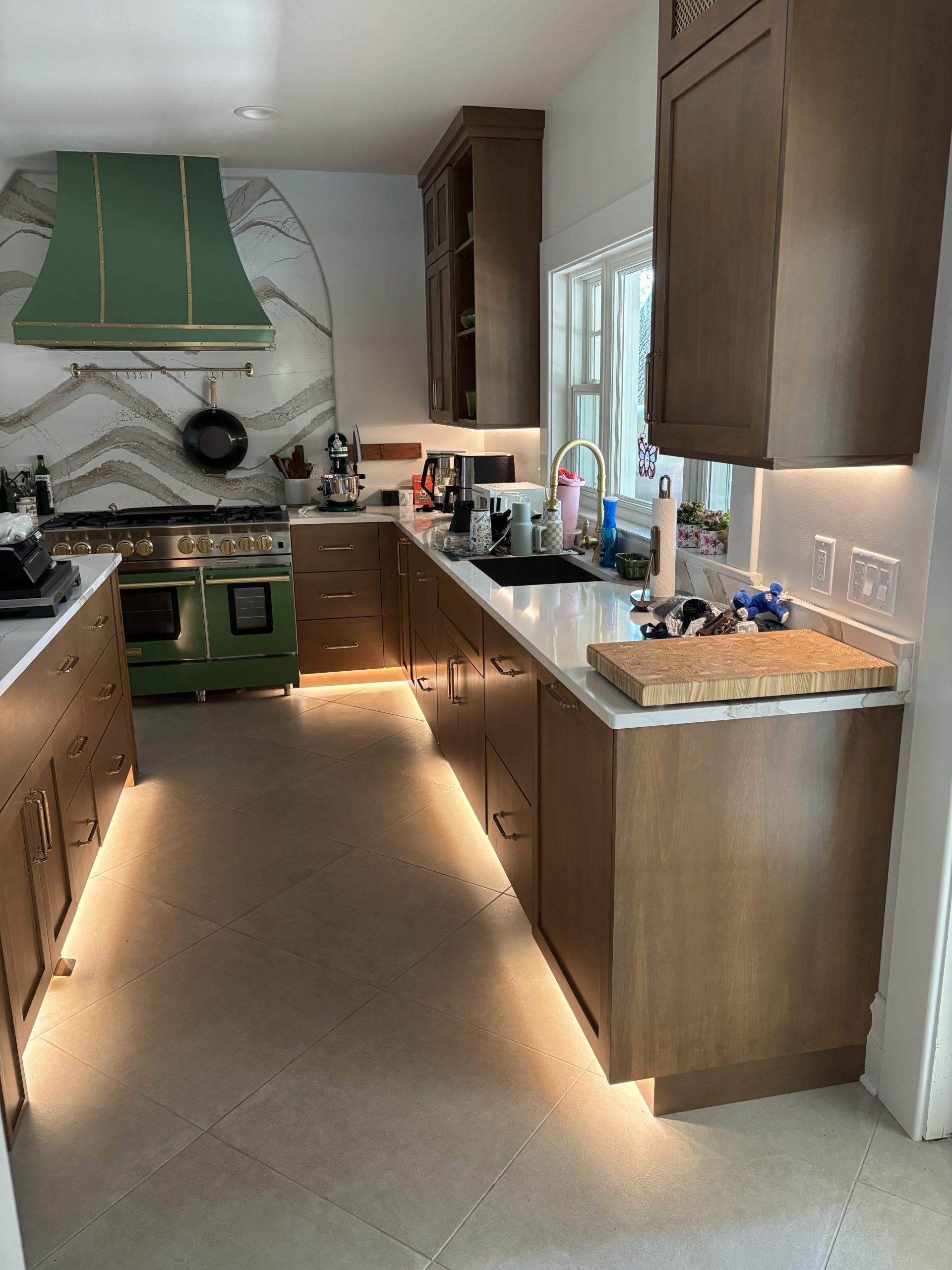 Kitchen recessed lighting and under-cabinet LED installation in Tampa luxury home renovation, Dim and Dimmer Electric
